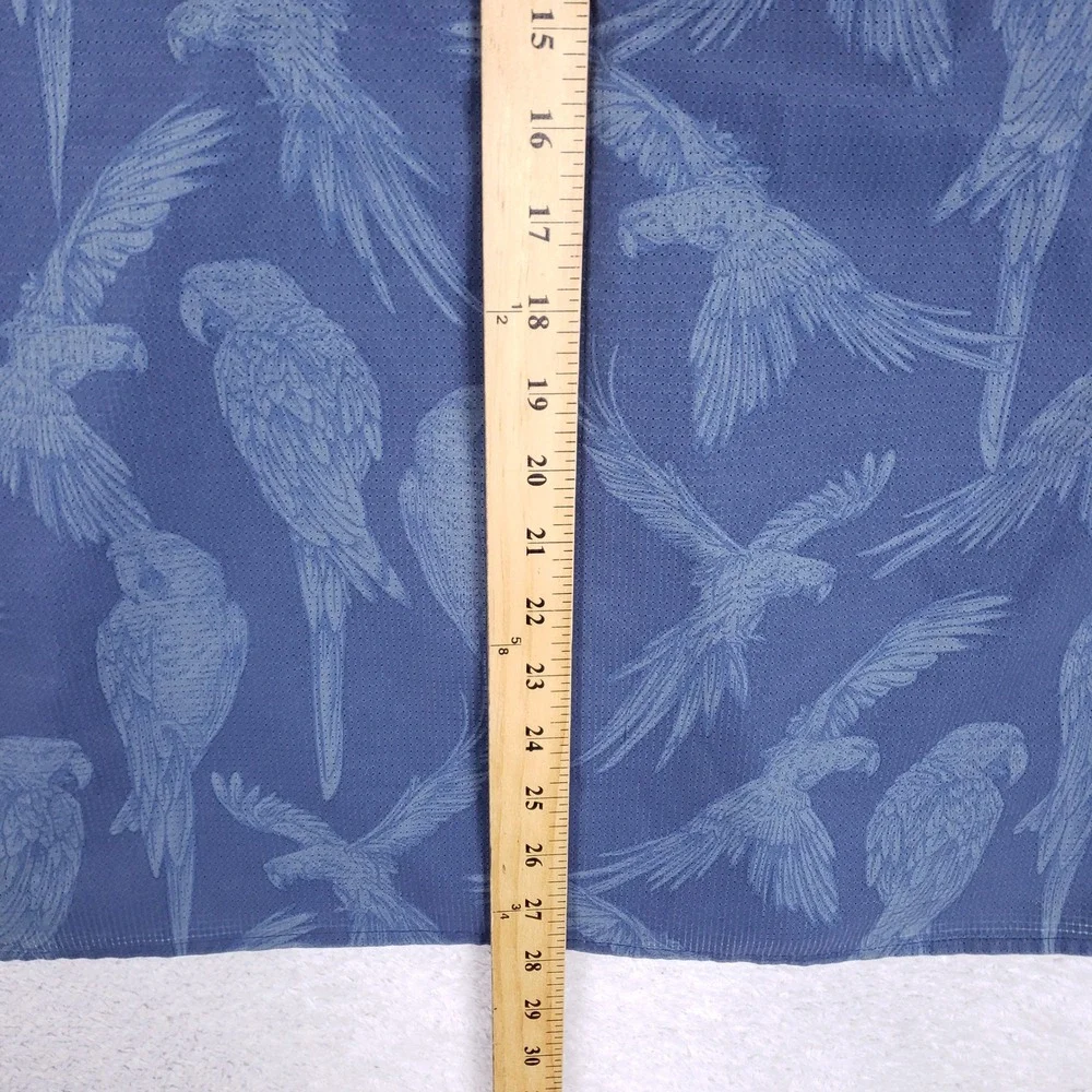 Banana Republic Mens Blue Parrot Bird Print Slim Fit Short Sleeve Shirt Large